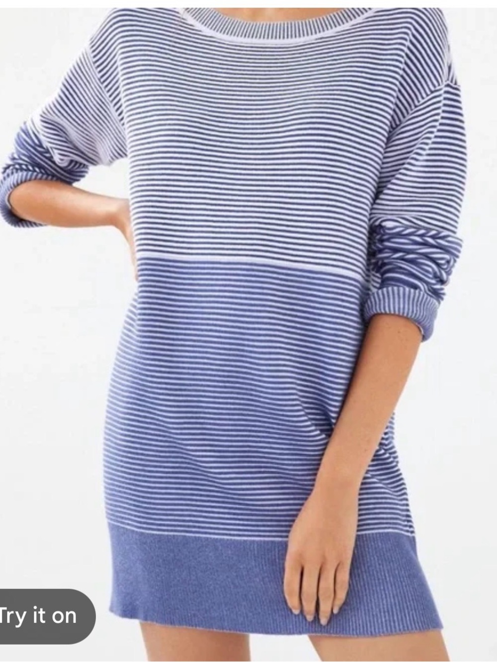 Striped Knit Pullover in Navy and White